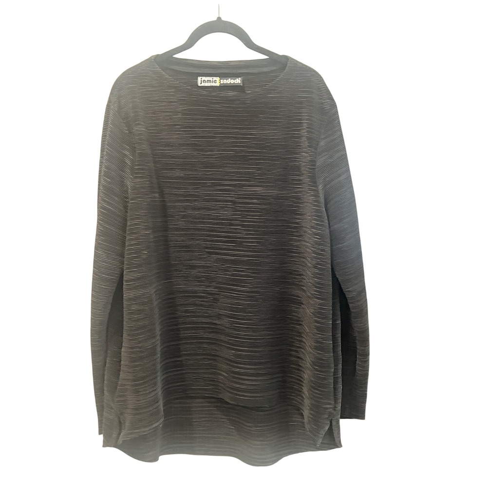 Jamie Sadock Black Pleated Long Sleeve Top Women's Size Medium
